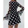 image:imageGORGLITTER Womens Bell Long Sleeve Mini Dress Y2k Fall 2025 Mesh Boat Neck Going Out Club Bodycon Short DressBlack Polka Dots
