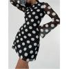 image:imageGORGLITTER Womens Bell Long Sleeve Mini Dress Y2k Fall 2025 Mesh Boat Neck Going Out Club Bodycon Short DressBlack Polka Dots