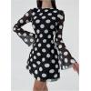 image:imageGORGLITTER Womens Bell Long Sleeve Mini Dress Y2k Fall 2025 Mesh Boat Neck Going Out Club Bodycon Short DressBlack Polka Dots