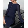 image:imageGORGLITTER Womens Bell Long Sleeve Mini Dress Y2k Fall 2025 Mesh Boat Neck Going Out Club Bodycon Short DressDark Blue