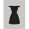 image:imageGORGLITTER Womens Bow Mini Dress Summer Off Shoulder Tea Party Birthday Cocktail Cute Going Out Graduation Sun DressesBlack and White