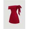 image:imageGORGLITTER Womens Bow Mini Dress Summer Off Shoulder Tea Party Birthday Cocktail Cute Going Out Graduation Sun DressesBurgundy