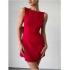 image:imageGORGLITTER Womens Bow Open Back A Line Shorts Dresses Sexy Sleeveless Open Back Cocktail Birthday Mini DressesRed