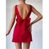 image:imageGORGLITTER Womens Bow Open Back A Line Shorts Dresses Sexy Sleeveless Open Back Cocktail Birthday Mini DressesRed
