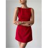 image:imageGORGLITTER Womens Bow Open Back A Line Shorts Dresses Sexy Sleeveless Open Back Cocktail Birthday Mini DressesRed
