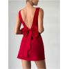 image:imageGORGLITTER Womens Bow Open Back A Line Shorts Dresses Sexy Sleeveless Open Back Cocktail Birthday Mini DressesRed
