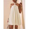 image:imageGORGLITTER Womens Bubble Dress Sexy Open Back Sleeveless Halter Neck Backless Ruffle Party Short Night Mini DressesWhite