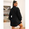 image:imageGORGLITTER Womens Button Up Long Sleeve Mini T Shirt Dress Lapel Collar Pleated Flared Short DressesBlack