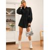 image:imageGORGLITTER Womens Button Up Long Sleeve Mini T Shirt Dress Lapel Collar Pleated Flared Short DressesBlack