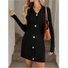 image:imageGORGLITTER Womens Button Up Mini Sweater Dress Long Sleeve V Neck Fall Winter A Line Short DressesBlack