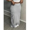image:imageGORGLITTER Womens Cargo Skirt Y2k Elastic High Waisted Bodycon Maxi Skirts with PocketsLight Grey