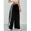 image:imageGORGLITTER Womens Casual Baggy Wide Leg Parachute Pants Bow Striped Elastic Waist Track Sweat Pants Trousers BottomsBlack