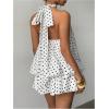 image:imageGORGLITTER Womens Chiffon Halter Mini Dress Y2k Sleeveless Drop Waist Summer Ruffle A Line Wedding Guest Going Out DressBlack and White