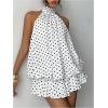 image:imageGORGLITTER Womens Chiffon Halter Mini Dress Y2k Sleeveless Drop Waist Summer Ruffle A Line Wedding Guest Going Out DressBlack and White