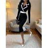 image:imageGORGLITTER Womens Color Block Midi Dress Elegant Classy Fall Long Sleeve Bodycon Cocktail Dinner Birthday Work DressesBlack and White