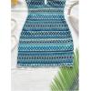 image:imageGORGLITTER Womens Crochet Halter Mini Dress Cut Out Colorblock Backless Knit Summer Vacation Beach Cover Up SundressesBlue Chervon
