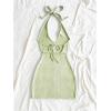 image:imageGORGLITTER Womens Crochet Halter Mini Dress Cut Out Colorblock Backless Knit Summer Vacation Beach Cover Up SundressesGreen