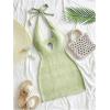 image:imageGORGLITTER Womens Crochet Halter Mini Dress Cut Out Colorblock Backless Knit Summer Vacation Beach Cover Up SundressesGreen