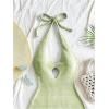 image:imageGORGLITTER Womens Crochet Halter Mini Dress Cut Out Colorblock Backless Knit Summer Vacation Beach Cover Up SundressesGreen