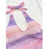 image:imageGORGLITTER Womens Crochet Halter Mini Dress Cut Out Colorblock Backless Knit Summer Vacation Beach Cover Up SundressesPurple
