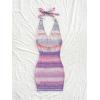 image:imageGORGLITTER Womens Crochet Halter Mini Dress Cut Out Colorblock Backless Knit Summer Vacation Beach Cover Up SundressesPurple