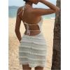 image:imageGORGLITTER Womens Crochet Mini Short Dresses Going Out Festival Dress Halter Neck Backless Birthday Outfits SwimsuitWhite