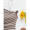 image:imageGORGLITTER Womens Crochet Striped Mini Dress Ruched One Shoulder Asymmetrical Summer Beach Knit Bodycon SundressBrown and White