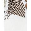 image:imageGORGLITTER Womens Crochet Striped Mini Dress Ruched One Shoulder Asymmetrical Summer Beach Knit Bodycon SundressBrown and White