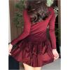 image:imageGORGLITTER Womens Drop Cinched Waist Mini Dress Long Sleeve Ruffle Flowy Party Birthday Cocktail Graduation DressesBurgundy