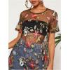 image:imageGORGLITTER Womens Embroidered Sheer Floral Dress Tops Dressy Y2K Mesh Shorts Sleeve Concert Summer Cute Going Out TopsBlack Floral