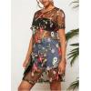 image:imageGORGLITTER Womens Embroidered Sheer Floral Dress Tops Dressy Y2K Mesh Shorts Sleeve Concert Summer Cute Going Out TopsBlack Floral