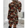 image:imageGORGLITTER Womens Fall Dresses Floral Ruched Long Sleeve Crew Neck A Line Tunic DressMulticolor