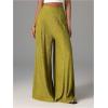 image:imageGORGLITTER Womens Flowy Wide Leg Pants Boho Loose Elastic High Waisted Textured Palazzo Trousers Vacation CasualOlive Green