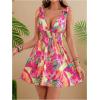 image:imageGORGLITTER Womens Hawaiian Tropical Caribbean Mini Dresses Floral Summer Vacation Beach Outfits Backless Sun DressesHot Pink