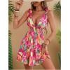 image:imageGORGLITTER Womens Hawaiian Tropical Caribbean Mini Dresses Floral Summer Vacation Beach Outfits Backless Sun DressesHot Pink