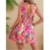 image:imageGORGLITTER Womens Hawaiian Tropical Caribbean Mini Dresses Floral Summer Vacation Beach Outfits Backless Sun DressesHot Pink