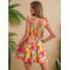 image:imageGORGLITTER Womens Hawaiian Tropical Caribbean Mini Dresses Floral Summer Vacation Beach Outfits Backless Sun DressesOrange