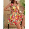 image:imageGORGLITTER Womens Hawaiian Tropical Caribbean Mini Dresses Floral Summer Vacation Beach Outfits Backless Sun DressesOrange