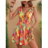 image:imageGORGLITTER Womens Hawaiian Tropical Caribbean Mini Dresses Floral Summer Vacation Beach Outfits Backless Sun DressesOrange