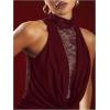 image:imageGORGLITTER Womens Lace Birthday Mini Dress Summer Sleeveless Mock Neck Bodycon Ruched Cocktail Formal Party DressesBurgundy