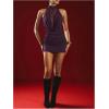 image:imageGORGLITTER Womens Lace Birthday Mini Dress Summer Sleeveless Mock Neck Bodycon Ruched Cocktail Formal Party DressesPurple