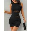 image:imageGORGLITTER Womens Lace Bodycon Mini Dress Sexy Y2k Sleeveless Round Neck Cocktail Party Birthday Night Out Short DressesBlack
