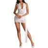 image:imageGORGLITTER Womens Lace Halter Mini Dress Summer Y2K Backless Ruched Wedding Guest Graduation Cocktail Prom Sun DressesWhite
