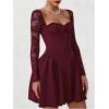 image:imageGORGLITTER Womens Lace Long Sleeve A Line Dress Sexy Mesh Backless Elegant Swing Party Wedding Guest Birthday DressesBurgundy