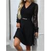 image:imageGORGLITTER Womens Lace Long Sleeve Mini Dress Elegant Classy Fall Casual V Neck Birthday Cocktail Dinner Party DressesBlack