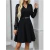 image:imageGORGLITTER Womens Lace Long Sleeve Mini Dress Elegant Classy Fall Casual V Neck Birthday Cocktail Dinner Party DressesBlack