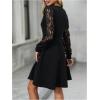 image:imageGORGLITTER Womens Lace Long Sleeve Mini Dress Elegant Classy Fall Casual V Neck Birthday Cocktail Dinner Party DressesBlack