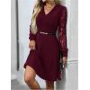 image:imageGORGLITTER Womens Lace Long Sleeve Mini Dress Elegant Classy Fall Casual V Neck Birthday Cocktail Dinner Party DressesBurgundy