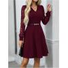image:imageGORGLITTER Womens Lace Long Sleeve Mini Dress Elegant Classy Fall Casual V Neck Birthday Cocktail Dinner Party DressesBurgundy