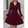 image:imageGORGLITTER Womens Lace Long Sleeve Mini Dress Elegant Classy Fall Casual V Neck Birthday Cocktail Dinner Party DressesBurgundy